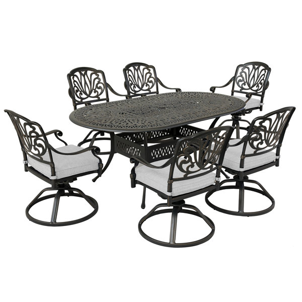 Birch Lane™ Neilsen 6 Person Oval Outdoor Dining Set with Sunbrella